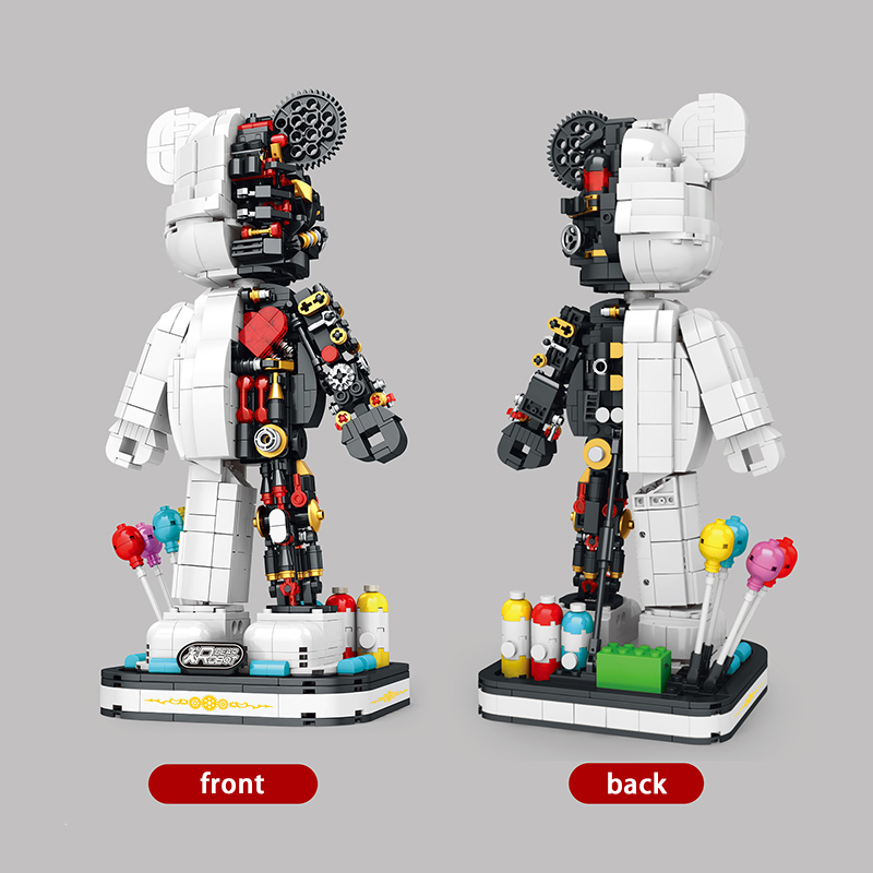 LQS 6303 MOC Semi-mechanical white bear three-dimensional ornament Model Building Blocks with Light 1160pcs bricks from China