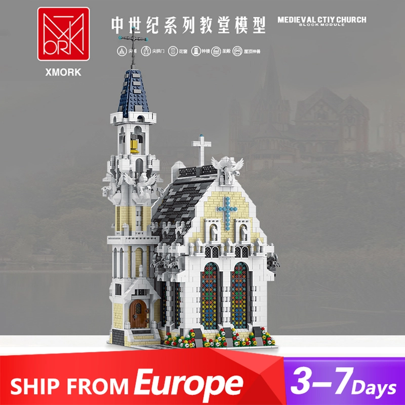 MOC Custom Building Blocks 033006 Creator Medieval City Church 4752pcs Bricks Ship From Europe 3-7 Days Delivery