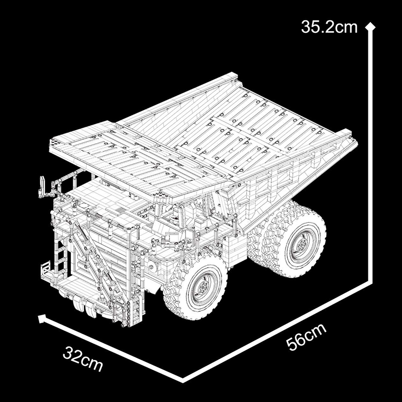HappyBuild YC22005 MOC Technic Shine YU Dump Truck 1:37 Model Building Blocks Remote Control 3565pcs bricks from China.