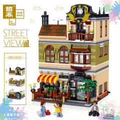 ZHEGAO QL0937 Creator MOC Street View Series Chinese Restaurant Building Blocks Ship From China