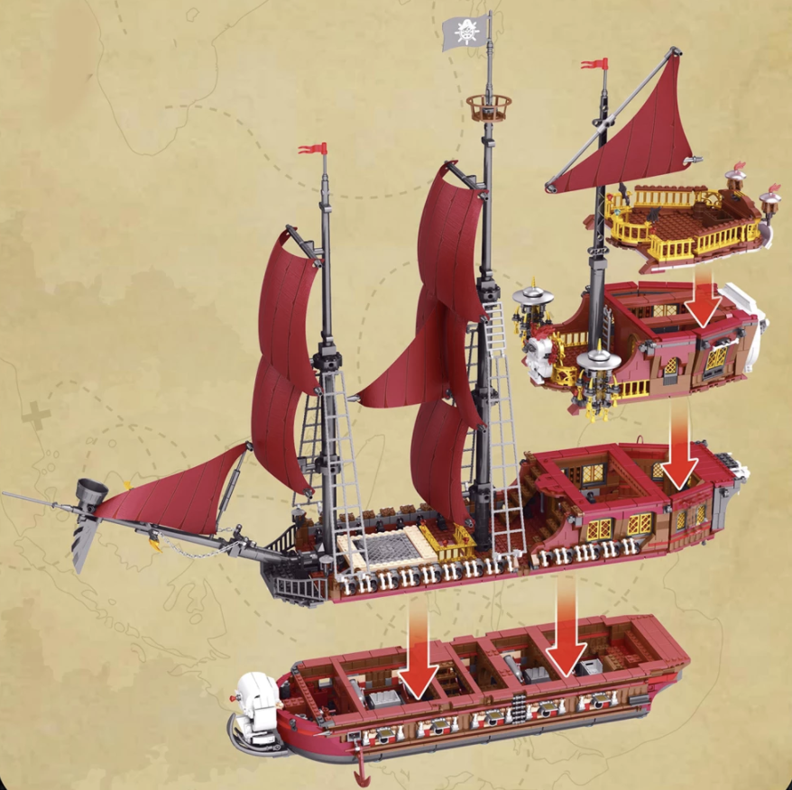 Roebrix 66010 MOC Expert Ideas Pirate Revenge-Model Ship Building Blocks 3066pcs Bricks Model Movie Toys Ship From Eu