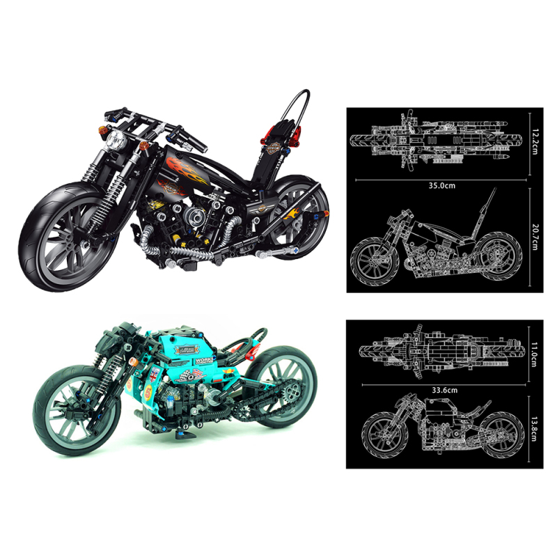 Lucky Star 50024 Technic Moc Knuckle Chopper Motorcycle Model building blocks 451pcs Bricks Toys from China.