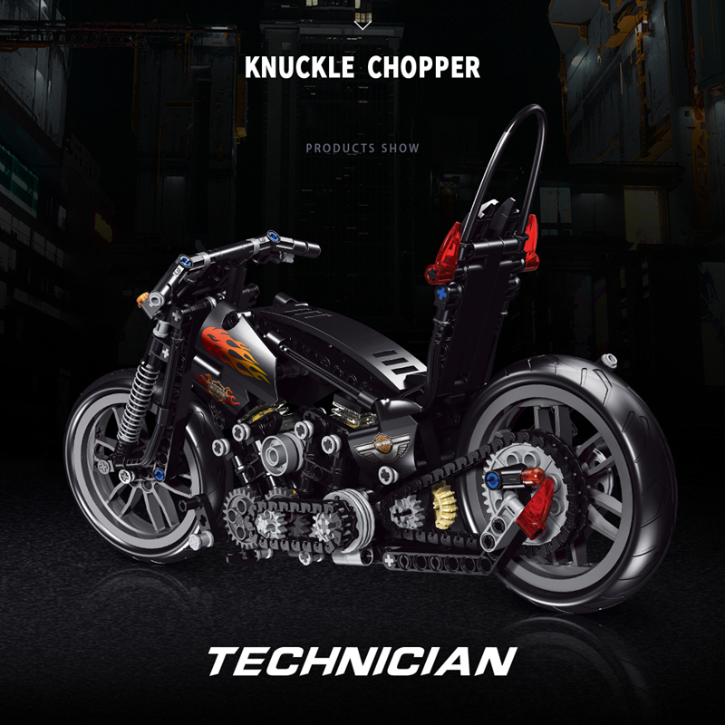 Lucky Star 50024 Technic Moc Knuckle Chopper Motorcycle Model building blocks 451pcs Bricks Toys from China.