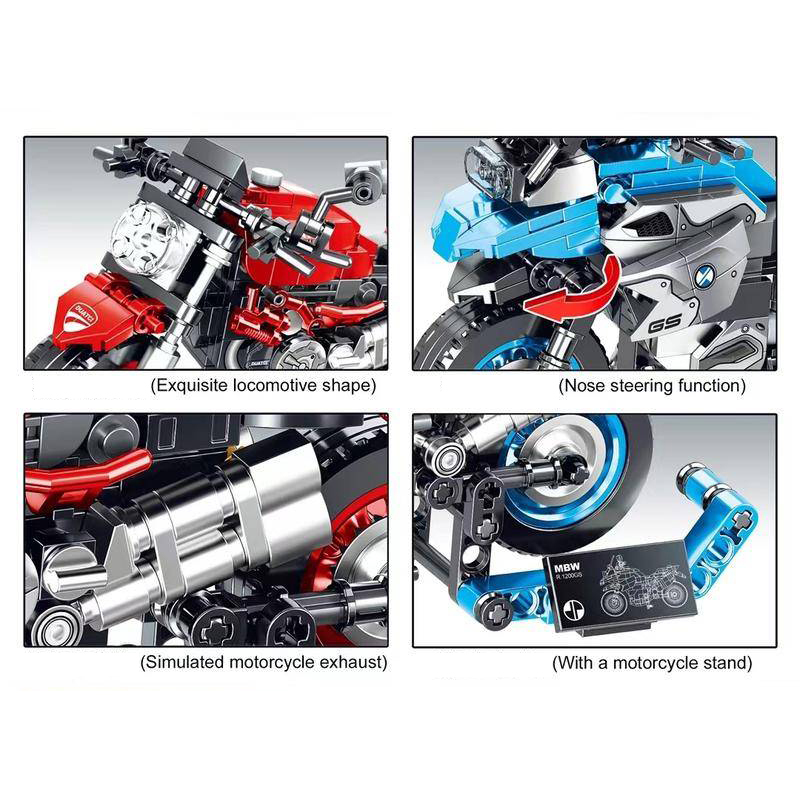 LWCK 80008-1 Moc Technic &quot;Ducati&quot;Racers  &quot;Monster&quot; 821 Motorcycle Model Building Blocks 306pcs bricks Toys from China.