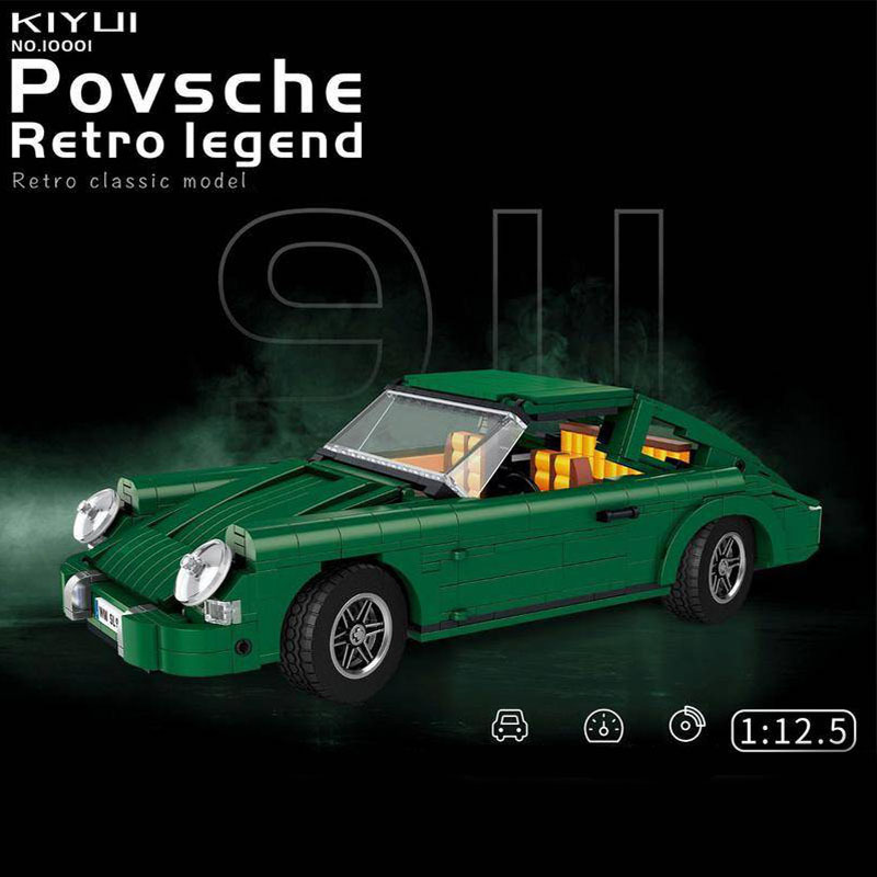 KIYUI 10001 Technic 911 car building blocks model Green Retro Sports Car 900pcs Bricks from China.