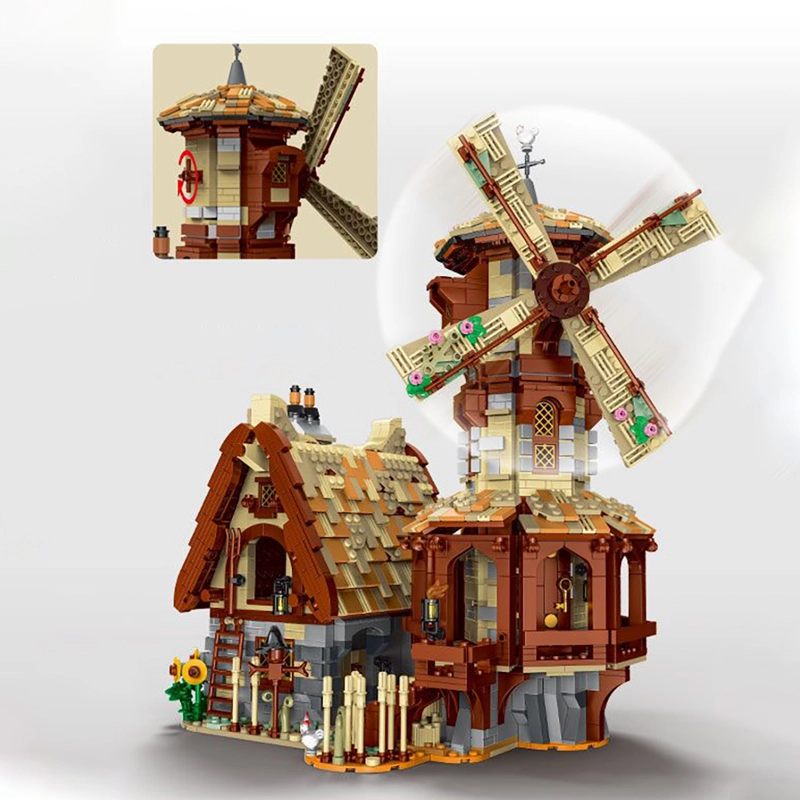 Mork 033009  MOC Creator MEDIEVAL WINDMILL Model Building Blocks 2808pcs bricks Toys from China