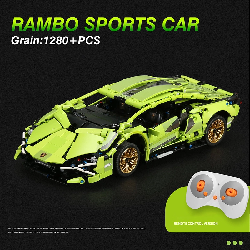 LD0754 Moc Technic APP Remote Control Rambo Sports Car Model Building Blocks 1280pcs bricks with light From China. [with Motor]