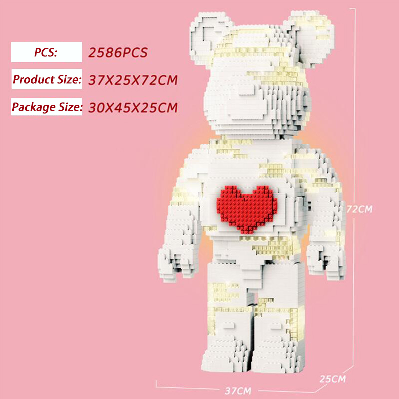 XJ10968 2586PCS Bricks Explosive Love Violent Bear Assembled Building Block Bear Birthday Gift DIY From China