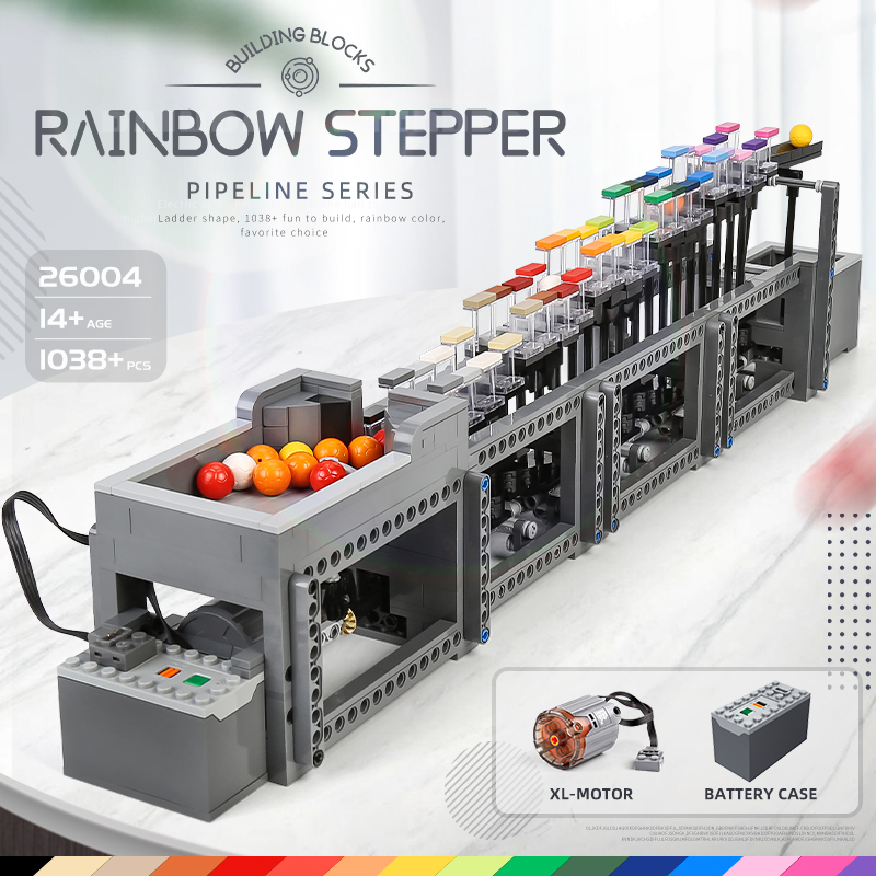 Mould King 26004 Moc Technic Rainbow Stepper with Motor Building Blocks 1038pcs Bricks Toys Ship From China.