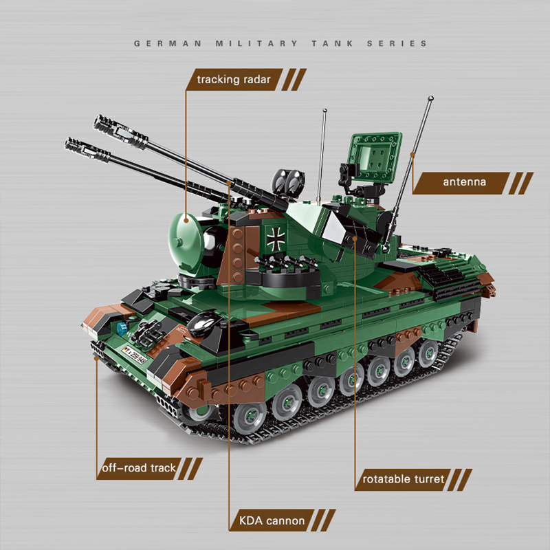 XingBao 06045 Moc Military 1:30 FlakPz Gepard Building Blocks 1352pcs Bricks Toys From China.