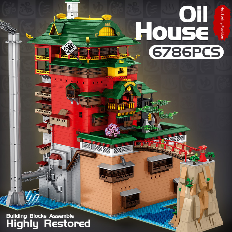 TAIGE 55121 Spirited Away Oil House Street View Architecture Building Blocks 6786pcs Bricks Ship From Europe 3-7 Days