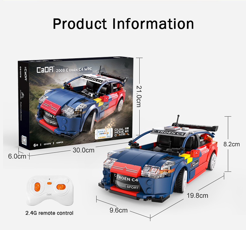 CaDa C51078 MOC Technic Remote Control 2008 "Citroen "C4 WRC Building Blocks 329pcs Bricks Toys Ship From China.