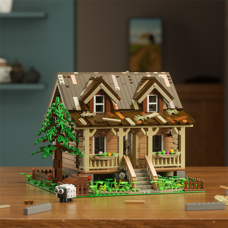 FUNWHOLE FH9001 Creator Modular Buildings Wood Cabin with Light parts Building Blocks 2097pcs Bricks Toys From China