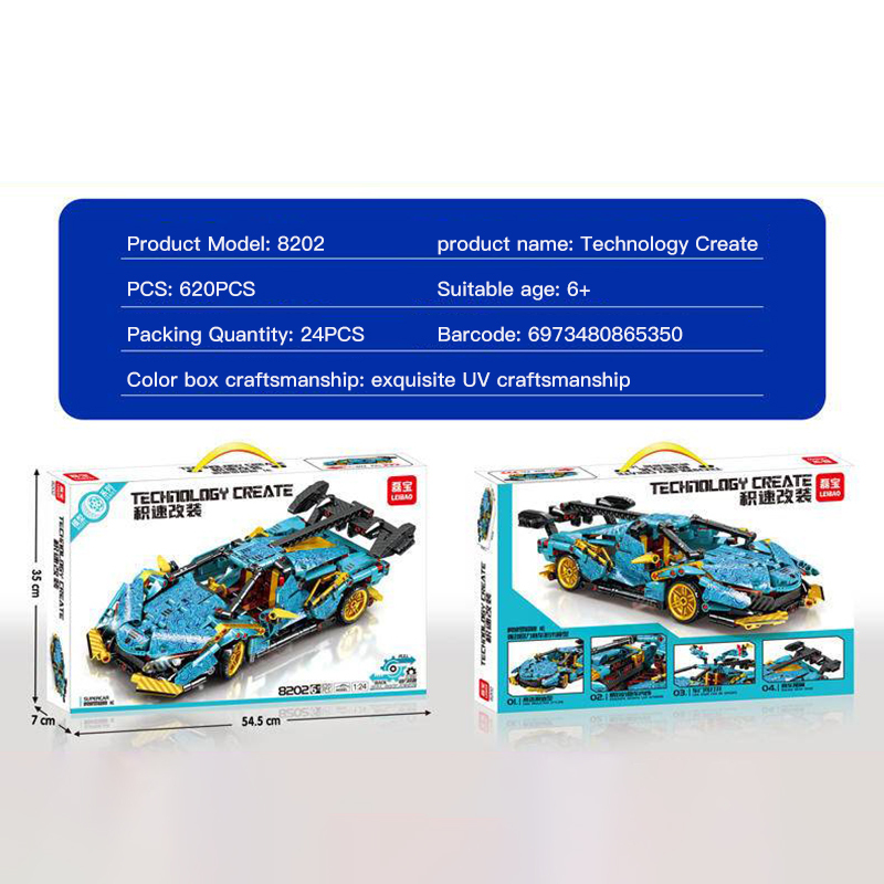 LEIBAO 8202 Moc Apollo IE Technology Create Car Model Building Blocks 620PCS Bricks From China