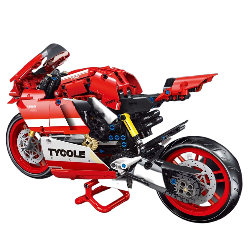 TaiGaoLe T3043 Moc Technic static version Red Motorcycle Model Building Blocks 729pcs Bricks Toy From China.
