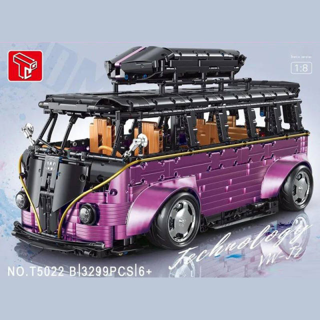 TaiGaoLe T5022B Technic Moc Plated Purple 1:8 T2 Bus Building Blocks 3299pcs Bricks Toys From China.