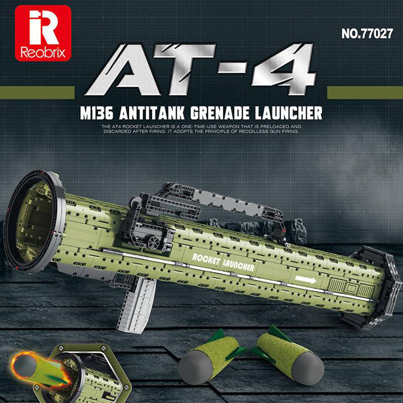 Reobrix 77027 Military Gun M136 Antitank Grenade Launcher Building Blocks 1748pcs Bricks Toys From China