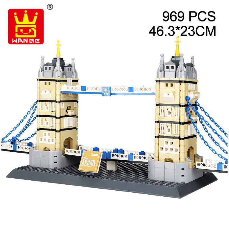 WANGE 4219 Moc Buildings Creator The tower Bridge of LODON-England 969pcs Bricks Toys From China.