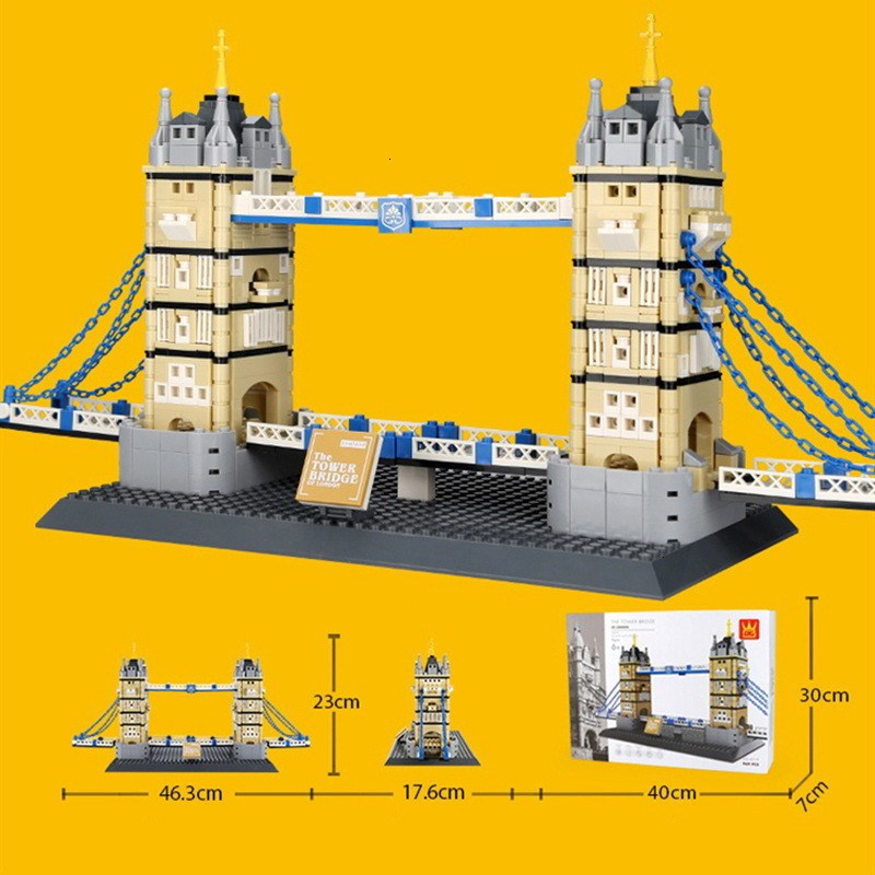 WANGE 4219 Moc Buildings Creator The tower Bridge of LODON-England 969pcs Bricks Toys From China.