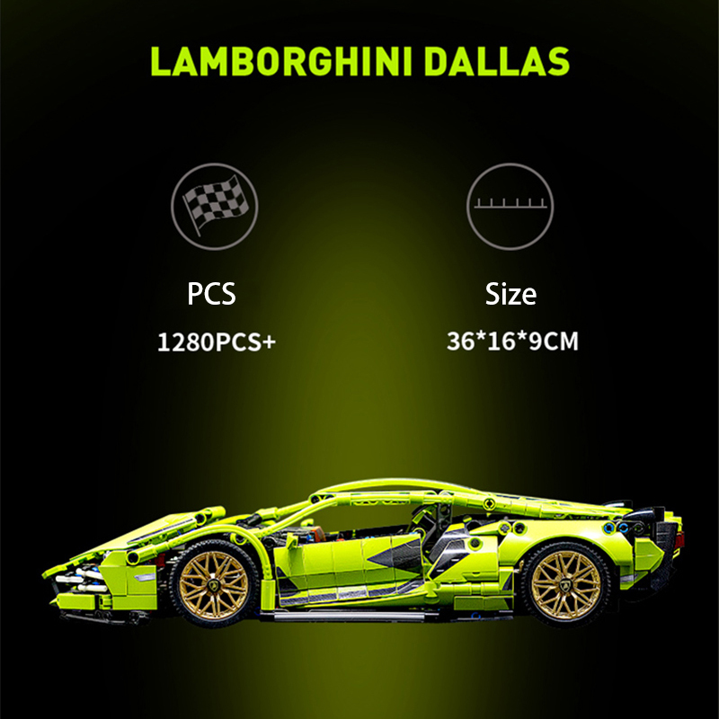 9913 Moc Technic 1:14 LAM static version Sports Car Building Blocks Super Car Bricks 1280PCS Toys From China.