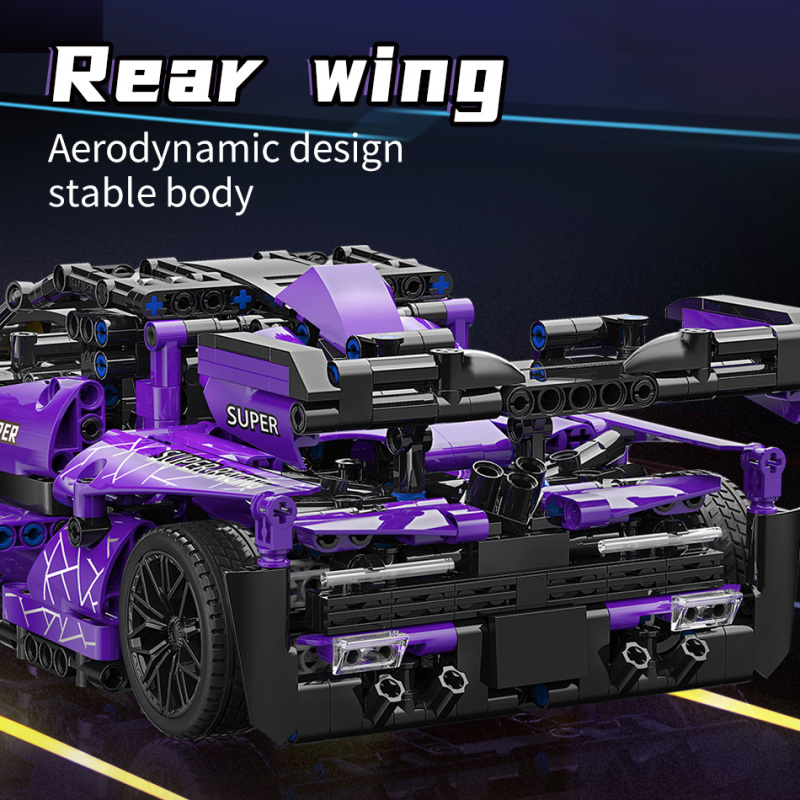 MOYU MY88314 Moc Technic 1:14 The Car Race Remote Control Purple Sports Car Building Blocks 1227PCS Bricks From China.