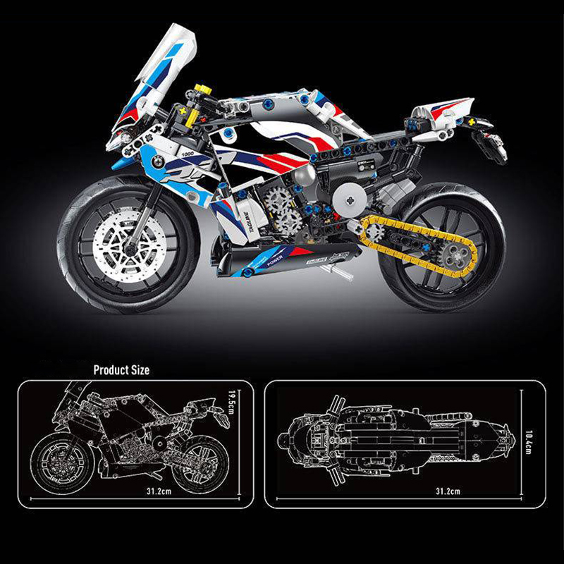 TAIGAOLE T3042 MOC Technic BMW 1000RR Motorcycle Building Blocks static version 589pcs Bricks Toys From China.