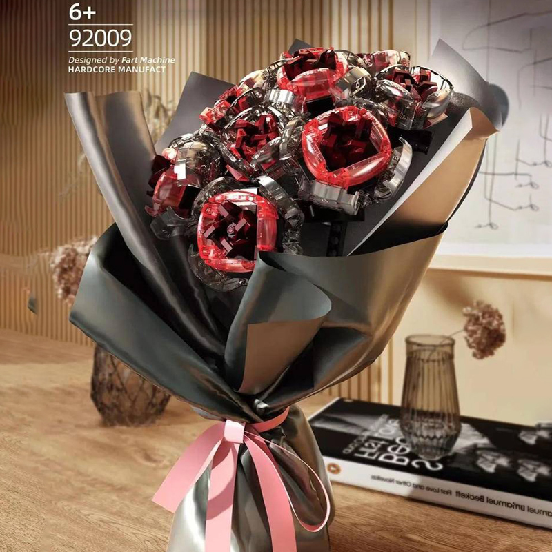QIZHILE 92009 Creator Expert  Botanical Collection Wine Red Heart Flower Building Blocks With Florist Paper 800+PCS Bricks Fom China.