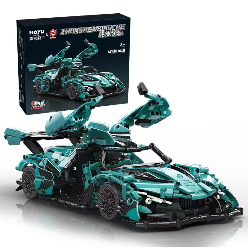 MOYU MY88301B MOC Apollo IE Motor Technic 1:14 Sky Blue Dynamic version Sports Car Building Blocks 1391PCS Bricks Toys From China