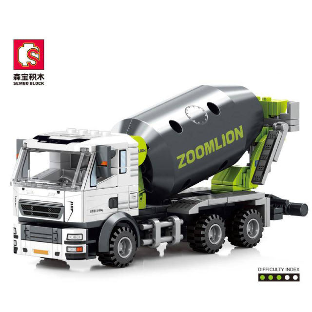 SEMBO 705100 Moc ZOOMLION Concrete Mixer Truck(Without Motor) Building Blocks 222pcs Bricks Toys From China.