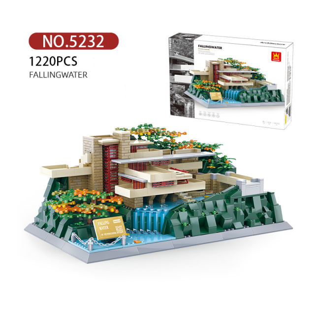WANGNGE 5232 Moc Creator Expert Buildings Fallingwater Building Blocks 1220PCS Bricks Toys Gift From China.