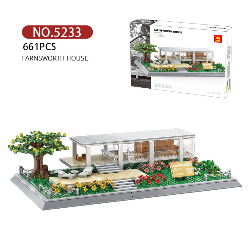WANGNGE 5233 Moc Creator Expert Buildings Farnsworth House Building Blocks 661pcs Bricks Toys from China.