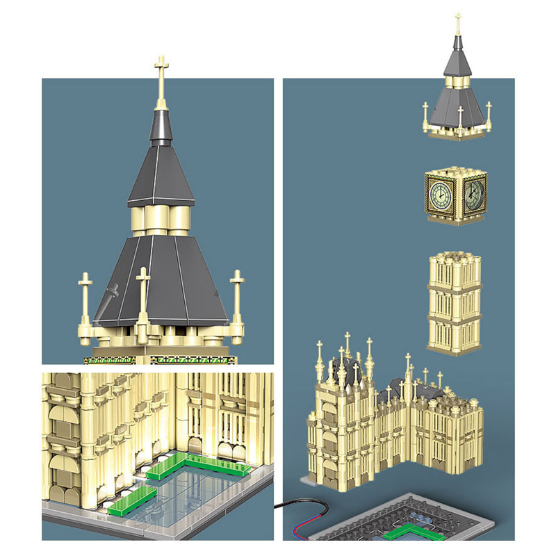 XINGBAO 18025 Moc Creator Expert Buildings London Big Ben Blocks 815PCS Bricks With USB Light From China.