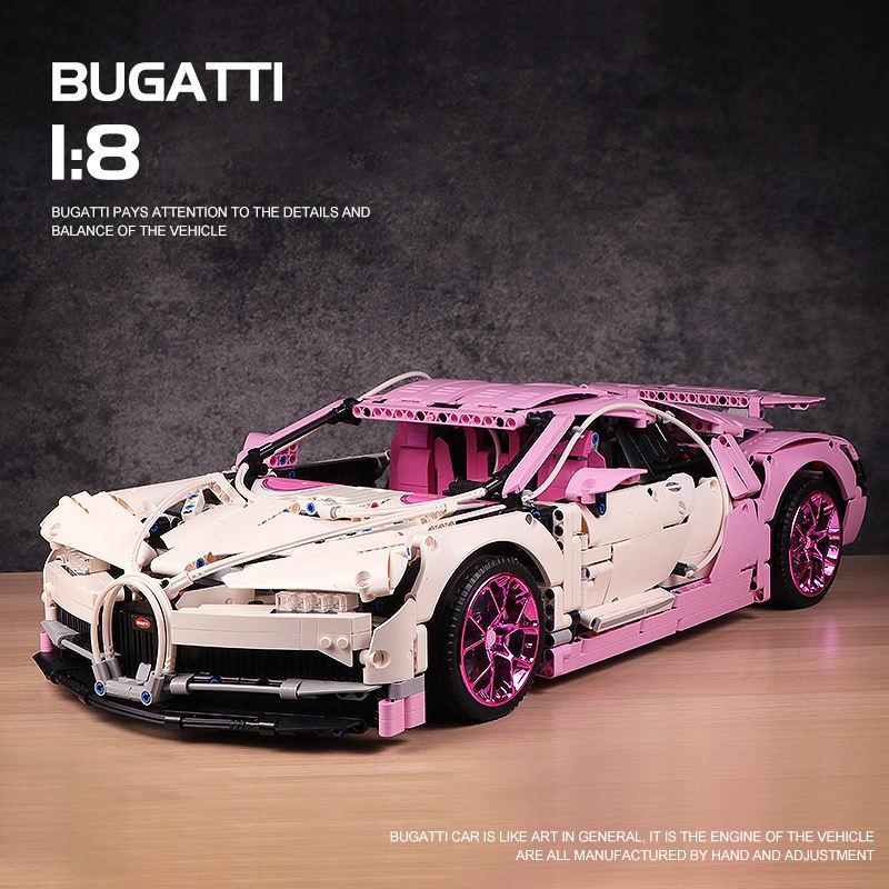 KING 55665 Moc Technic 1:8 static version BUG ATTI Pink Sports Car Building Blocks 4031Pcs Bricks Toys From China.