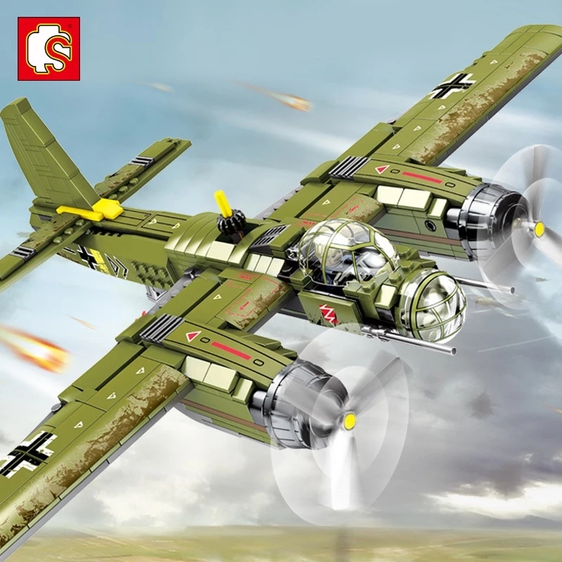 SEMBO 101037 MOC Military Empires of Steel Ju-88 Bomber Building Blocks 559pcs Bricks toys From China Delivery.