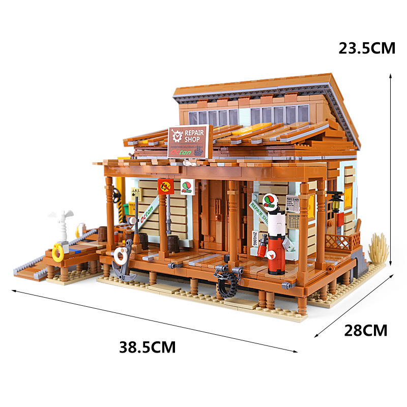 PangGu 12004 Modular MOC Creator Expert Buildings Shipyard Building Blocks Fish House Bricks 2027pcs From China Delivery.