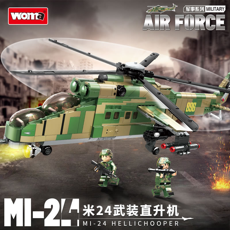 WOMA C0896 MOC Military Helicopter No.24 Air Force Building Blocks 1006pcs Bricks Toys From China Delivery.