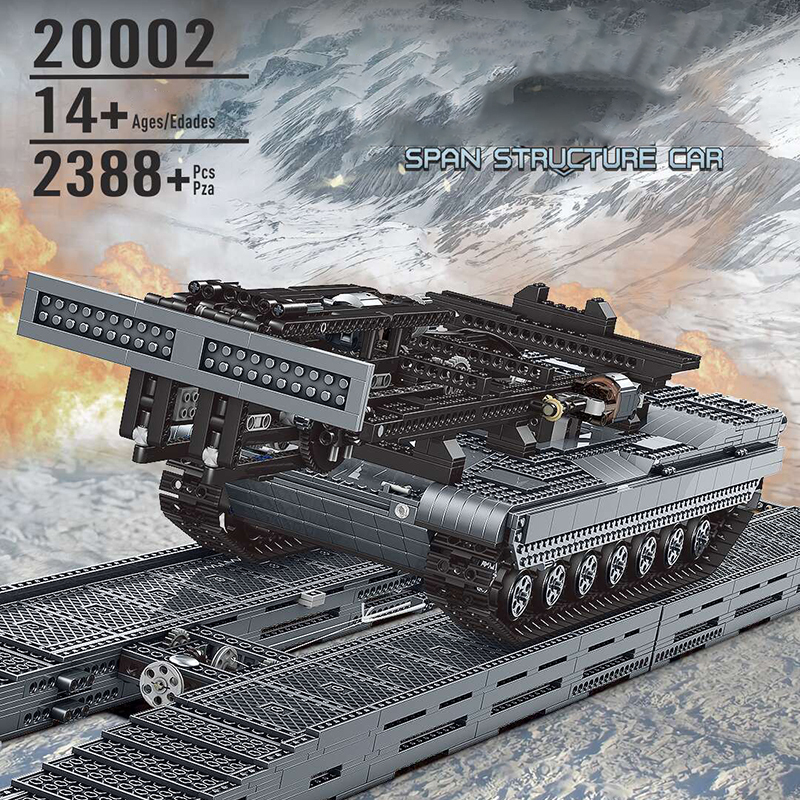 Mould King 20002 Technic Remote Control Ultimate Abrams with Bridge Layer AVLB Building Blocks 2388pcs Bricks From China Delivery.