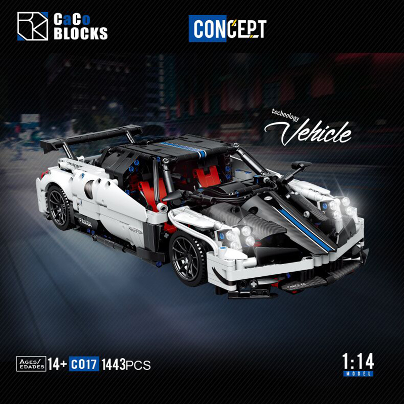 CaCo C017 Technic Moc Static version Dynamic version 1:14 Sports Car Building Blocks 1443pcs Bricks Toys From China.