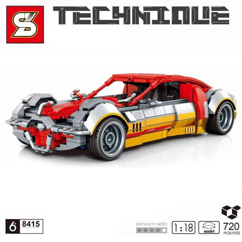 SY 8415 Technical building block Cyber game vehicle super sport car Lake womans sword 720pcs bricks from China.