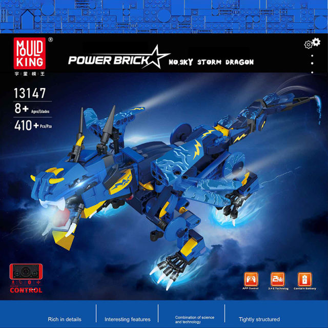 Mould King 13147 MK3 Power Sky Storm Dragon Building Blocks 410pcs Bricks Toys From China Delivery.