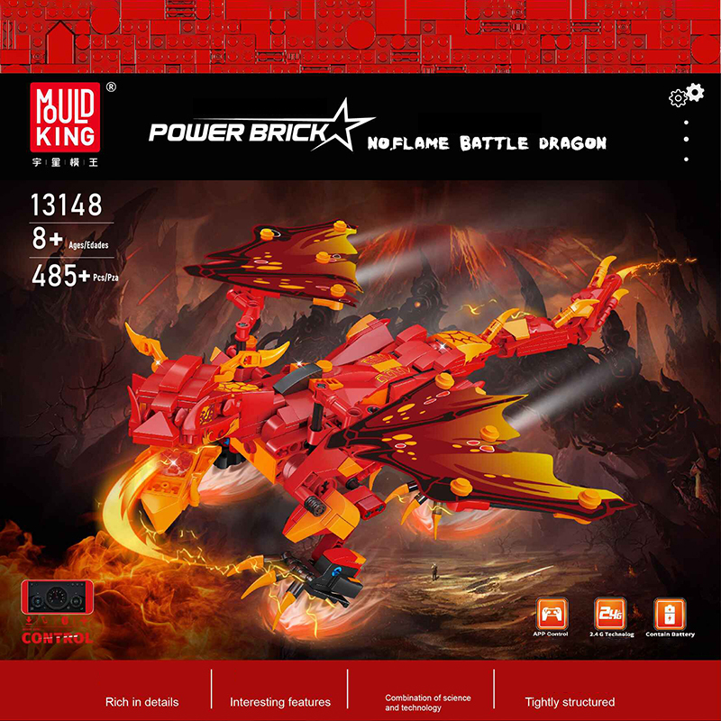 Mould King 13148 MK3 Power Flame Battle Dragon Building Blocks 485pcs Bricks Toys From China Delivery.