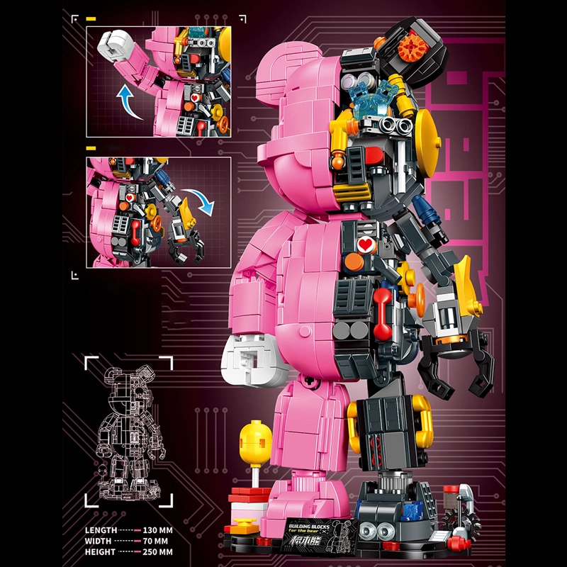 LEYI 78003 Creator Idea Pink Bear Building Blocks Toys 852pcs Bricks Gift From China Delivery.