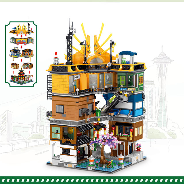 {MINI Bricks} ZHEGAO QL00982 Modular Buildings Hongkong City Bricks 4184pcs City Street Building Blocks Toys From China Delivery.