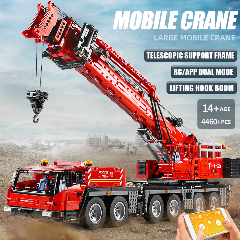 MOULD KING 17013 MOC Technic APP RC Grove GMK Crane Truck Model Building Blocks 4460pcs Bricks From China Delivery.