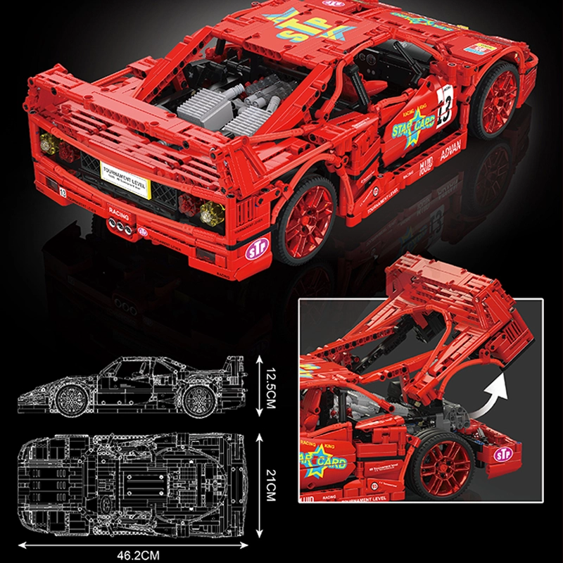 Mould King 13095 Technic Motor "Ferrari "F40 LM 1:10 Sports Car Building Blocks 2688pcs Bricks Toys from China Delivery.