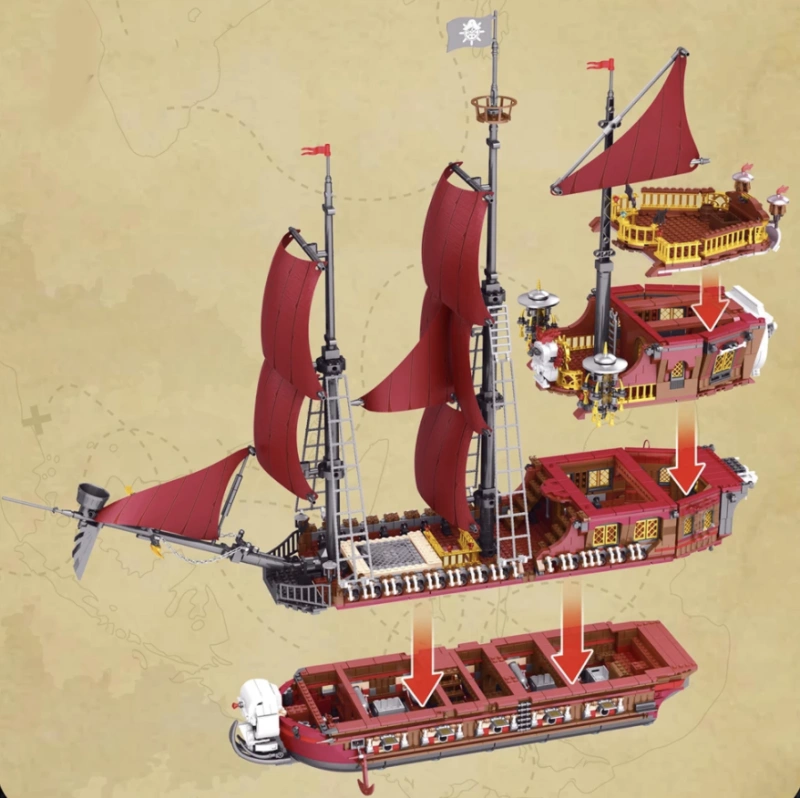 Reobrix 66010 Pirate Revenge-Model Ship Building Blocks 3066pcs Bricks Toys From USA 3-7 Days Delivery.