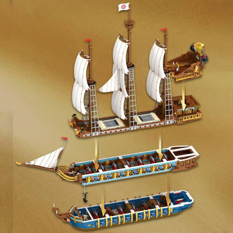 Reobrix 66011 Moc Movie Pirates The Royal Fleet The Sun ship Building Blocks 3162pcs bricks toys From Europe Delivery