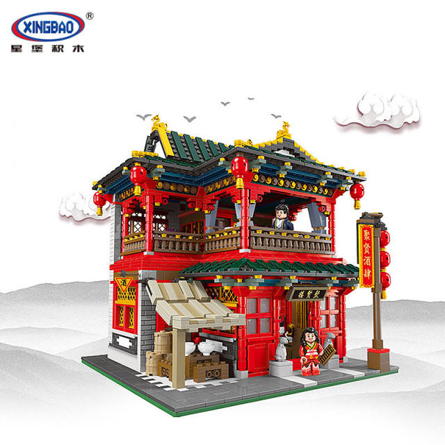 XINGBAO  01002 Creator Expert Steet View Series China Town Chinese Pub Set Building Blocks 3267pcs Bricks Toys  From China