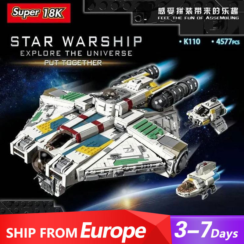 Super 18K K110 Star Wars Ghost VCX-100 light freighter Building Blocks 4577pcs Bricks Toys From Europe 3-7 Days Delivery