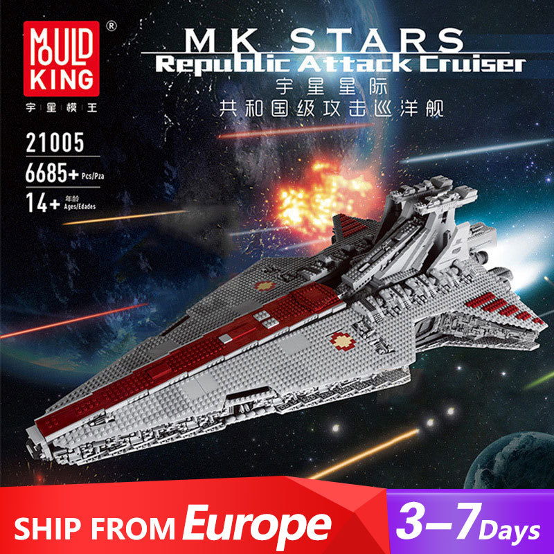 Mould King 21005 Star Wars Venator-class Republic Attack Cruiser Building Blocks 5458pcs Bricks Toys From Europe Delivery